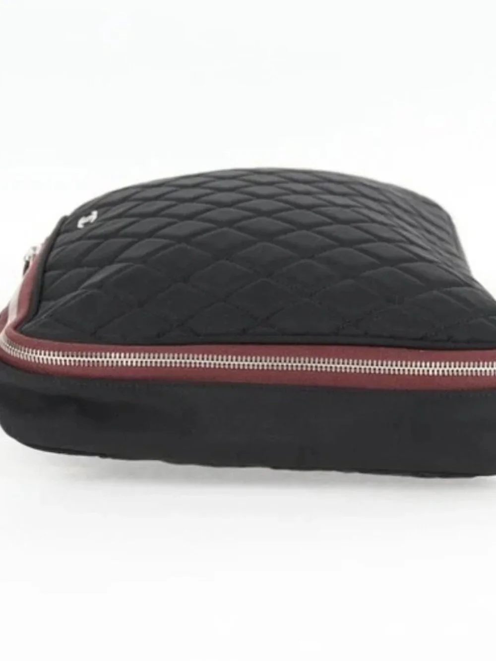 CHANEL Matelasse PC Case Nylon Black Silver CC Auth 121516M